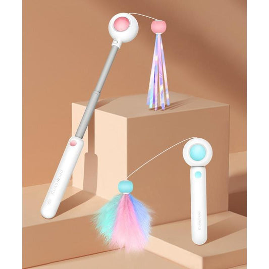 4-in-1 Interactive Cat Toy Set- Retractable Laser, Feather Stick, Cat Ball & Wand